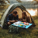 VILLEY Folding Camping Table, Lightweight Portable Beach Table with 2 Cup Holders & Carry Bag for Camping, Beach, Fishing, Travel, and Outdoor Activities (Large)