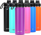 DRINCO Stainless Steel Water Bottle Spout Lid Vacuum Insulated Double Wall Water Bottle Wide Mouth (40oz 32oz 22oz 18oz 14oz) Leak Proof Keep Cold Sport Camping Hiking (22 oz, 22oz Purple)