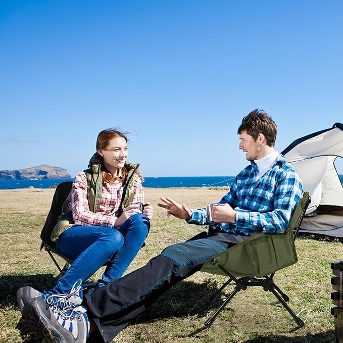 TOBTOS Ultralight Camping Chair, Portable Folding Backpacking Chair, Compact Camping Chair with Carry Bag for Outdoor Camp Hiking Backpack Beach Travel (Green)