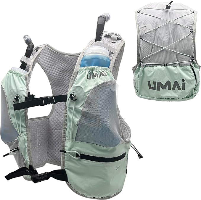 Umai Hydration Running Vest, Hydration Vest with Two Flasks, Green