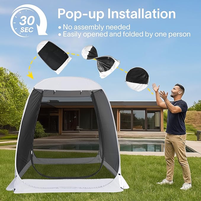 Alvantor Screen House Gazebo, 6-10-15 Person Pop Up Igloo Screened Canopy Tent with Mosquito Netting Sides, Instant UV Resistant Sun Shelter for Garden, Patio, Backyard