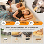 Luxury Air Mattress Set Queen air Bed with Built-in Rechargeable Detachable Pump, 661 lbs Strong Support Wireless Inflatable Mattress, Luxury Double Airbed Adjustable Blow Up Mattress