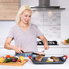 Moss & Stone Griddle Aluminum Bbq, 18x10.5 Rectangle Grill Pan for Indoor Cooking, Non-stick Flat Top Griddle Pan for Stove, For Fish Vegetables & As Steak Pan, StoveTop Induction Grill