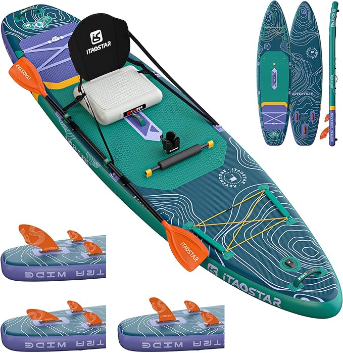Adventure 12’×35"/39" Extra Wide Paddle Board, One-Stop Premium SUP Board Accessories, Tailored 5 Fins, Stable Inflatable Stand Up Paddle Boards for Youth/Adults of All Skill Levels