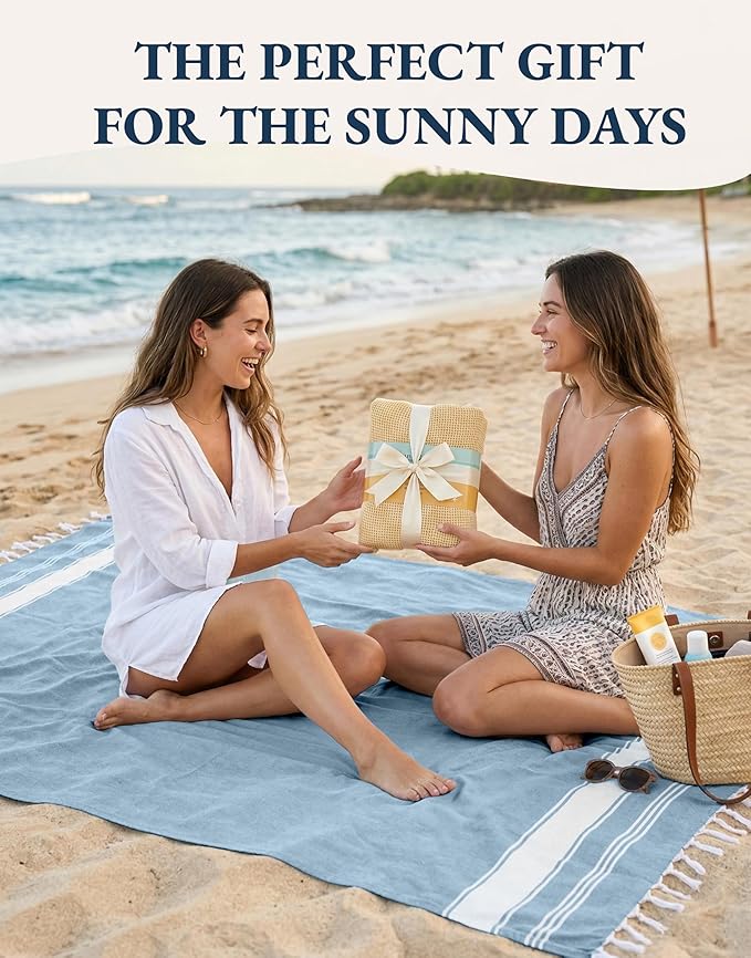 LANE LINEN Beach Towels 6 Pack, Oversized Beach Towel, Lightweight Beach Essentials for Women, Large Pool Towel, Absorbent & Quick Dry, Sand Free Beach Towel, 39"x71" - Nautical Color