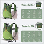 BECOJADDE 15L Small Hiking Backpack for Men Women Foldable Packable Back Pack Ultralight Hiking Daypack for Travel Camping Outdoor, Olive Green