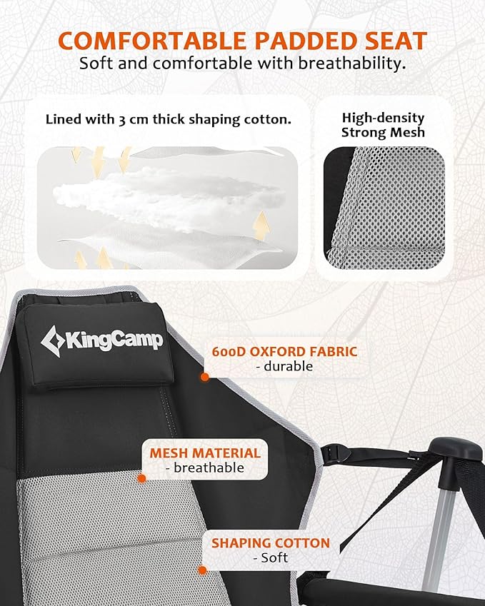 KingCamp Hammock Camping Chair, Swinging Portable Folding Camp Chairs for Adults Max 440lbs Heavy Duty Foldable Oversized Rocker with Aluminum Alloy Frame Cup Holder for Outdoor Beach Patio Sport