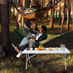 6 FT Folding Table with Carry Handle, Portable Fold-in-Half Plastic Table, Rectangle Foldable Table for Indoor/Outdoor White