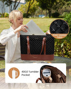 LOVEVOOK Laptop Bag for Women, 17.3 Inch Work Tote Computer Bag With Large Cup Holder & Adjustable Strap, Lightweight Large Laptop Briefcase for Travel, Bussiness, Teacher