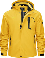 TACVASEN Men's Rain Jacket Lightweight Windbreaker with Hooded Water Resistant Outdoor Raincoat for Hiking Travel Camping