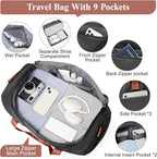 Travel Duffel Bag for Women, Carry-on Overnight Weekender Bags with Wet Pocket & Toiletry Bag, For Spirit Airlines 18x14x8 Personal Item Bag,Small,Black & Brown