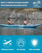 PVC Inflatable Kayak with Drop Stitch Floor, Recreational Touring Kayak with Kayak Paddle, Hand Pump and Carrying Bag, 1-2 Person