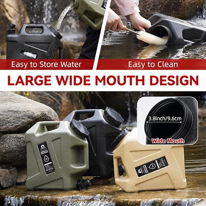 Camping Water Jug - 3.2 Gallan Water Container with Spigot | Portable Water Tank for Outdoor Hiking Picnic Supplies - Black