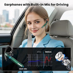 Bluetooth Headset, Wireless Bluetooth Earpiece V5.0 Hands-Free Earphones with Built-in Mic for Driving/Business/Office, Compatible with iPhone and Android (Green)