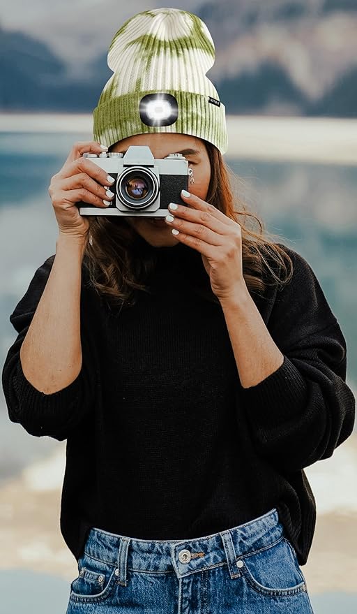 ATNKE LED Lighted Beanie Hat,USB Rechargeable 4 LED Running Headlamp Bright Cap with The Light Gifts for Men and Women