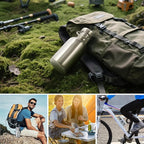 Volhoply 12oz Stainless Steel Water Bottle with Handle,Non Insulated Single Wall, Dishwasher Safe No Plastic 18/8 304 Metal Water Bottles with Wide Mouth for Camping, Hikers, Cyclists