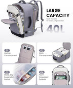 LOVEVOOK Large Travel Backpack for Women, TSA Carry on Backpack for Airplanes, 40L Personal Item Travel Bag for Women fits 17" Laptop,Waterproof Carry on Bag Airplane Approved with 3 Packing Cubes