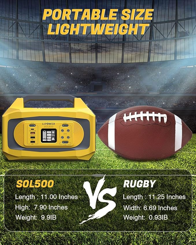 LIPOWER Portable Power Station 500W, 472Wh Solar Generator, Backup Lithium Battery with AC Outlets for Camping CPAP Emergency RVs (Solar Panel Optional)