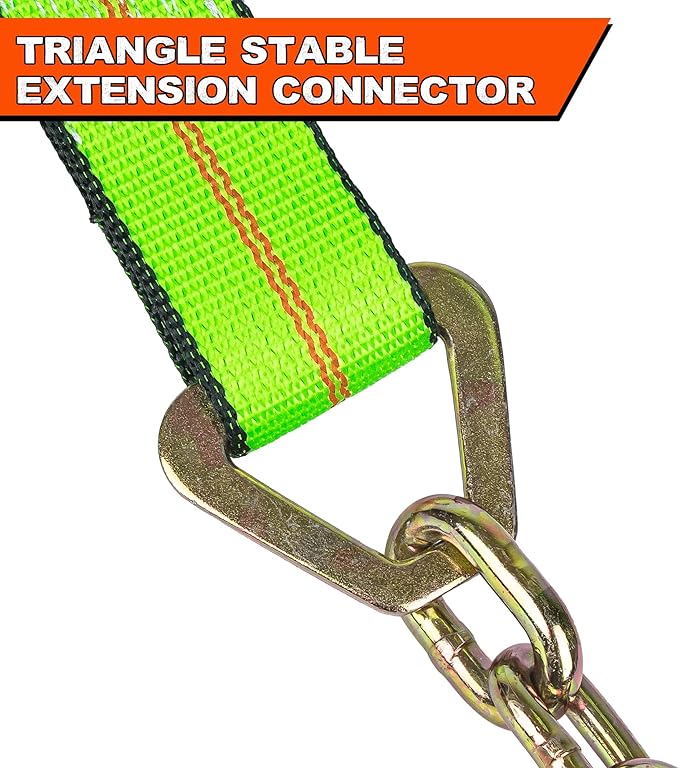 2" x 27' Ratchet Straps with Chain Extension and Grab Hooks,Heavy-Duty Tie Down Straps 3,333 lbs Working Load Limit and 10,000 lbs Break Strength for Cargo Straps for Secure Transport 4Pac