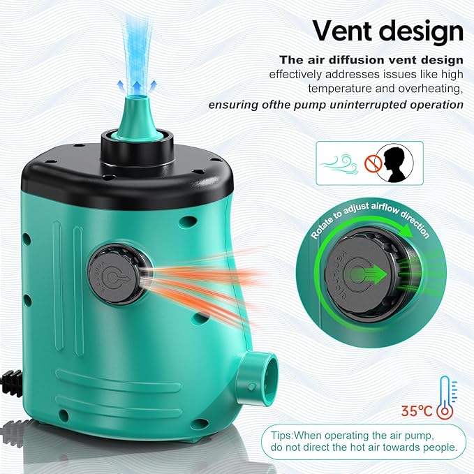 MAACOULD Electric Air Pump for Inflatables: Air Mattress Pump for Pool Floats Boat Balloons for Quick-Fill Inflator/Deflator - 400W 110V AC Inflator for Camping Travel Party Outdoor Home Summer