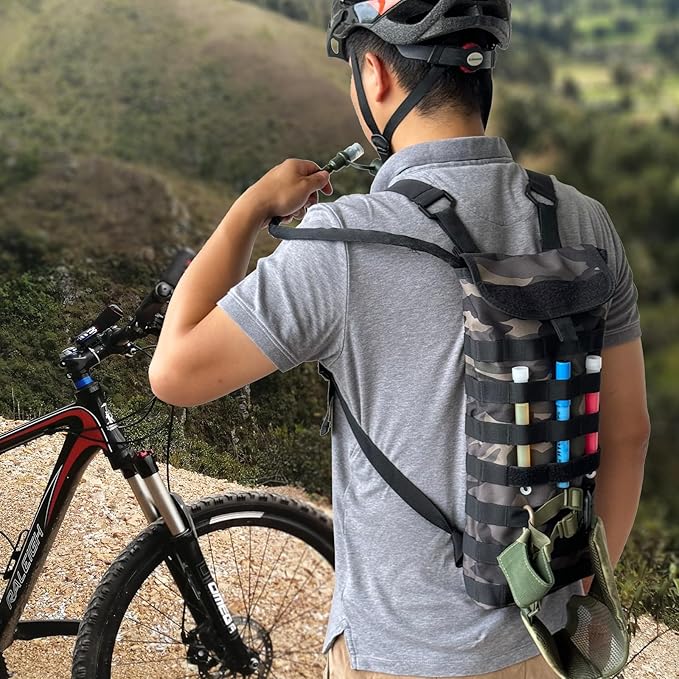 5L Hydration Pack, Water Backpack with 3L Water Bladder, MOLLE System for Outdoor Hiking, Biking, Running