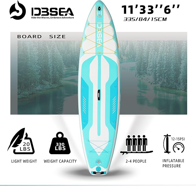 11 ft Extra Wide Inflatable Paddle Board with Accessories, Stand Up Paddleboard for 2 Person, All Around SUP Board for Adults, Fishing, Yoga