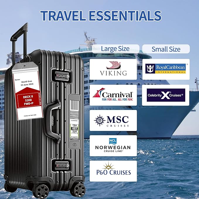 6 Pack Luggage Tags Travel Essentials & Cruise Essentials for NCL, Princess, Carnival, Royal Caribbean & Celebrity Cruise Ships by SEAVILIA