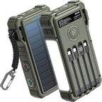 BLAVOR Solar Power Bank 20000mAh/74000mWh Built-in Cables, Wireless Charger for Apple Watch, 20W Fast Charging Battery Pack with USB C, Flashlight, Solar Charger for iPhone, iPad, iWatch, Samsung