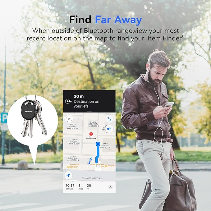 Air Tracker Tag-1 Pack [Apple MFI Certified], Smart Bluetooth Tracker Works with Apple Find My APP (iOS Only, Not for Android), Key Finder and Item Locator Smart Tag for Keys, Luggage, Backpack(Black)