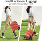 Hanke 14 Inch Underseat Carry On Luggage with Wheels Hard Shell Suitcases Lightweight Small Luggage for Weekender Mini Suitcase Carry On Bag Travel Luggage for Travel Rolling Suitcase.(Orange)