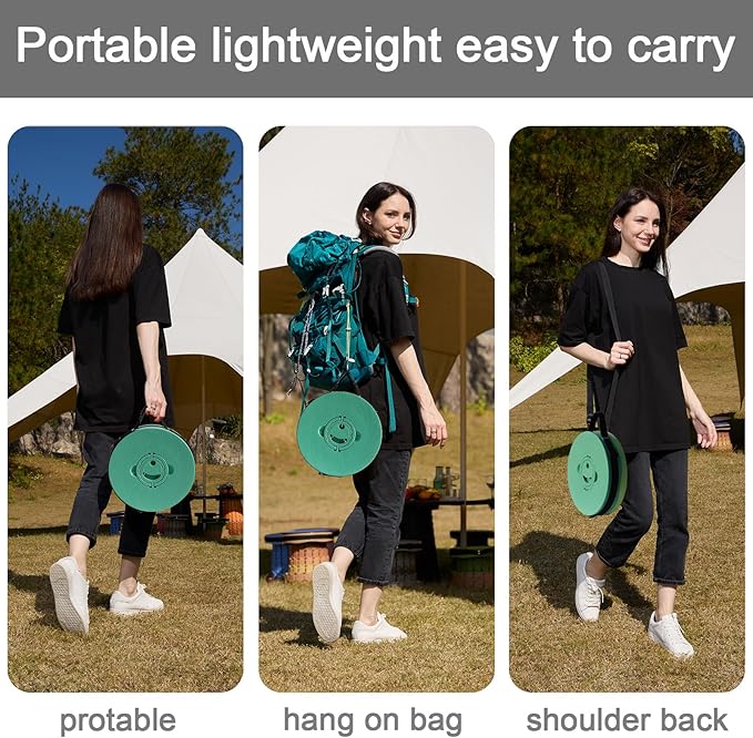 Upgraded XXL Collapsible Stool with Cushion,19.7"H-11.8"D Telescoping Folding Stool for Adults,More Sturdy Portable Camping Stools with Load Capacity 1000lbs for Outdoor,Garden,Fishing,Hiking