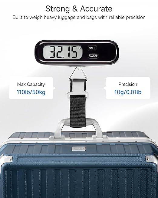 LUGGEX Luggage Weight Scale, Suitcase Scale, Luggage Scale Travel Digital, Travel Scale with Large LCD Display, Portable & Battery Included (Black, 1 Pack)