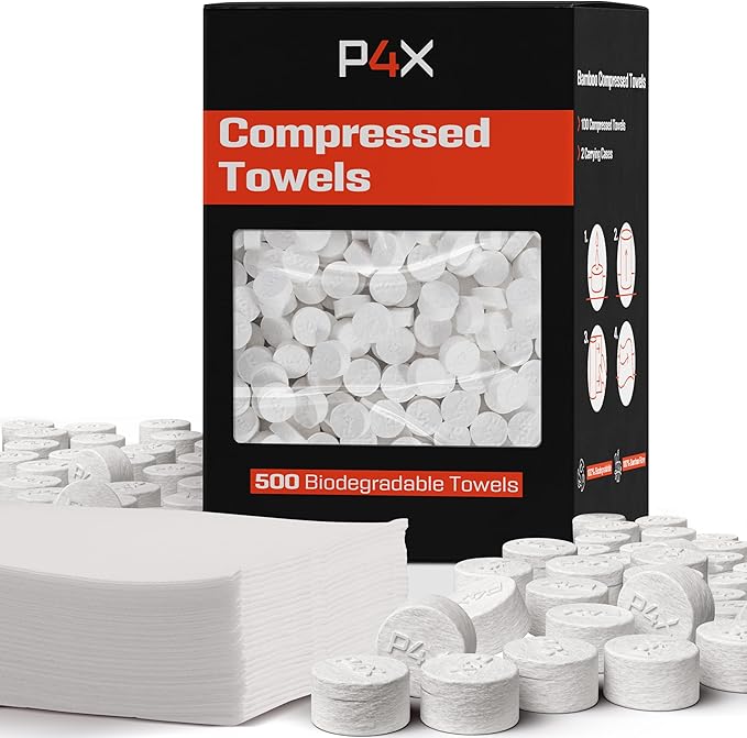 Compressed Towel Tablets - 100% Bamboo Camping Toilet Paper Tablets, Great for Hiking, Travel and Backpacking - Disposable Washcloths, Body Wipes, Paper Towel Coin Tissue - 100/250/500 Pack