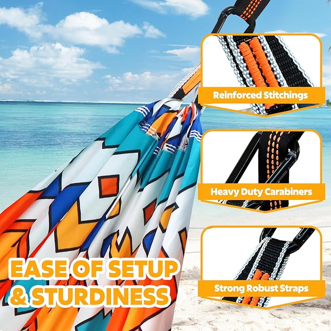 NATUREFUN Ultra-Light Travel Camping Hammock | 300kg Load Capacity,Breathable,Quick-Drying | 2 x Premium Carabiners,2 x Nylon Slings Included | Outdoor Indoor Garden