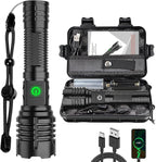 Flashlights High Lumens Rechargeable (Battery Included), XHP70.2 Super Bright LED Flashlight with Holster, Type-C, 5 Modes, Zoomable, IPX6 Waterproof Flashlights for Emergency Camping