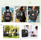 Large Cat Backpack Carrier Expandable Pet Carrier Backpack for Small Dogs Medium Cats Fit Up to 18 Lbs, Dog Backpack Carrier, Foldable Puppy Backpack Carrier for Travel,Black