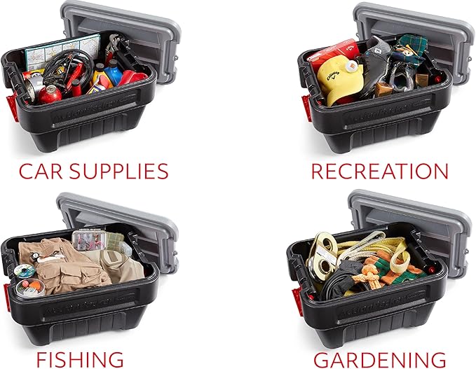Rubbermaid® ActionPacker®️ 8 Gal Lockable Storage Box Pack of 4, Outdoor, Industrial, Rugged, Grey and Black