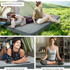 HOMBYS 3 INCH Thick Waterproof Memory Foam Camping Mattress for Outdoor Sleeping, Portable Roll Up Mattress Pad Mat for Travel Truck Bed Tent