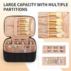 OCHEAL Black Makeup Bag - Portable and Spacious Cosmetic Organizer for Women's Travel with Handle, Divider, Large Capacity for Girls on the Go-Black