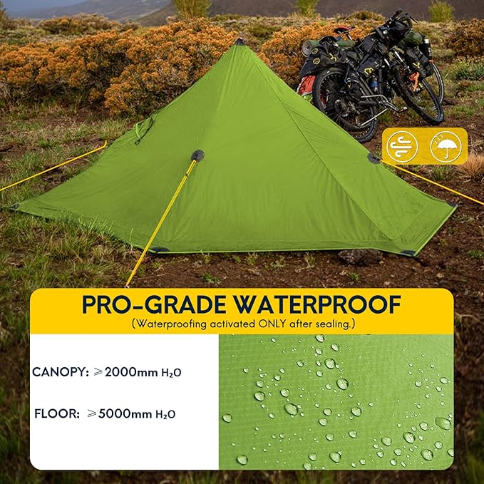 LANSHAN Ultralight Tent 3-Season Backpacking Tent for 1-Person or 2-Person Camping, Trekking, Kayaking, Climbing, Hiking