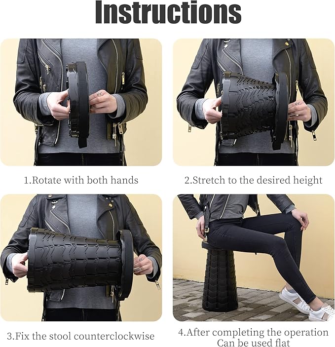 Portable Stool with Swivel Cushion Bag&Carabiner,Collapsible More Sturdy and Lightweight Camping Telescoping Stool for Mountain Hiking BBQ,Max Load Capacity 440IBs