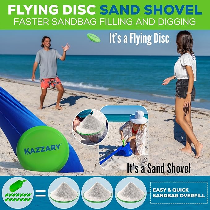 Beach Tent UPF50+ Sun Shade Canopy with Sandbags, 4 Stability Poles, Ground Pegs, Flying Disc Sand Shovel, Lightweight Sunshade Shelter, 7ft Tall for Outdoor Trips, Camping and Sports