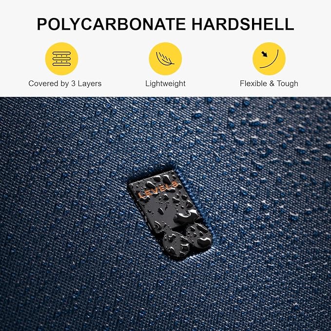 LEVEL8 Trunk Luggages, 28 Inch Luggage with Spinner Wheels, Luminous Textured Checked Large Hard Shell Lightweight with Tsa Lock, Navy