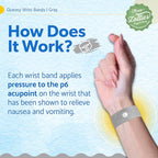 Three Lollies Queasy Wrist Bands - Natural Non-Drowsy Nausea Relief & Sickness Prevention - Travel & Motion Sickness - Relief from Nausea - Gray - 1 ct (2 Wrist Bands)
