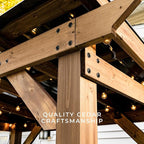 Backyard Discovery Saxony 8' x 5' Cedar Wood BBQ Grill Gazebo Pavilion with Hardtop Galvanized Steel Roof, Bar Tops, Powerport, Snow Support, Wind Resistance, Cook Station for Outdoor Patio or Deck