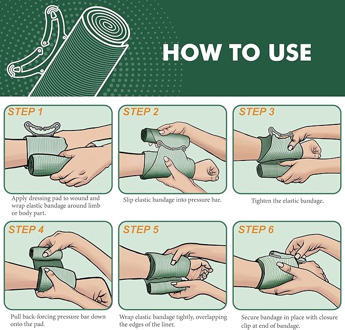 6 Inch 3 Packs Israeli Bandage - Emergency Bandage with Vacuum Sterile Package - for Wound Dressing, First Aid Kit, Medical Trauma Kit Refill