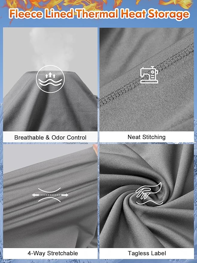 romision Thermal Underwear for Men Long Johns Fleece Lined Hunting Gear Bottom Top Set Base Layer for Cold Weather Gift