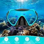 Snorkeling Gear for Adults, Adult Snorkel Mask Set Scuba Diving Dry-Top, Swimming Goggles w/Nose Cover, HD Tempered Glass Panoramic Anti-Leak Anti-Fog, Travel Snorkeling Packages Storage Bag, 2 Pack