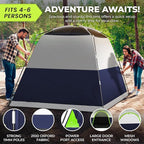 ArkTrek 6 Person Tents for Camping-Robust Family Camping Tent Cabin w Ground Sheet, Rainfly Cover, Powerport-Comfy Large Quick, Waterproof Pop up Camping Tent for Picnics Fishing Hiking