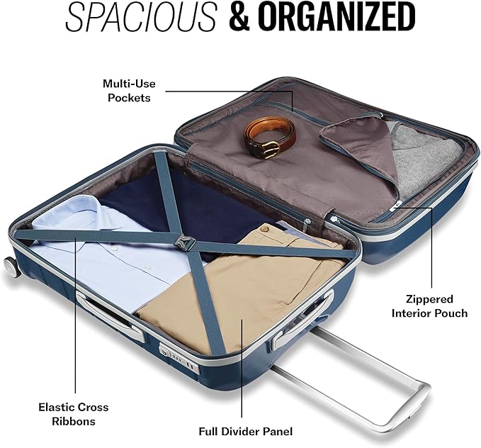 Samsonite Freeform 2-Piece Luggage Set - Carry-On & Large Checked Luggage with Dual Spinner Wheels - Durable Polypropylene Hardshell - TSA Lock, Airline-Approved - Expandable Hard Shell Powder Blue